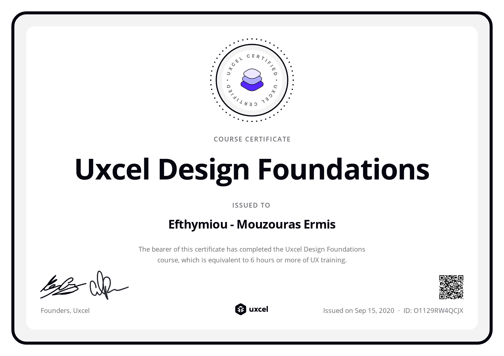 Efthymiou - Mouzouras Ermis's certificate
